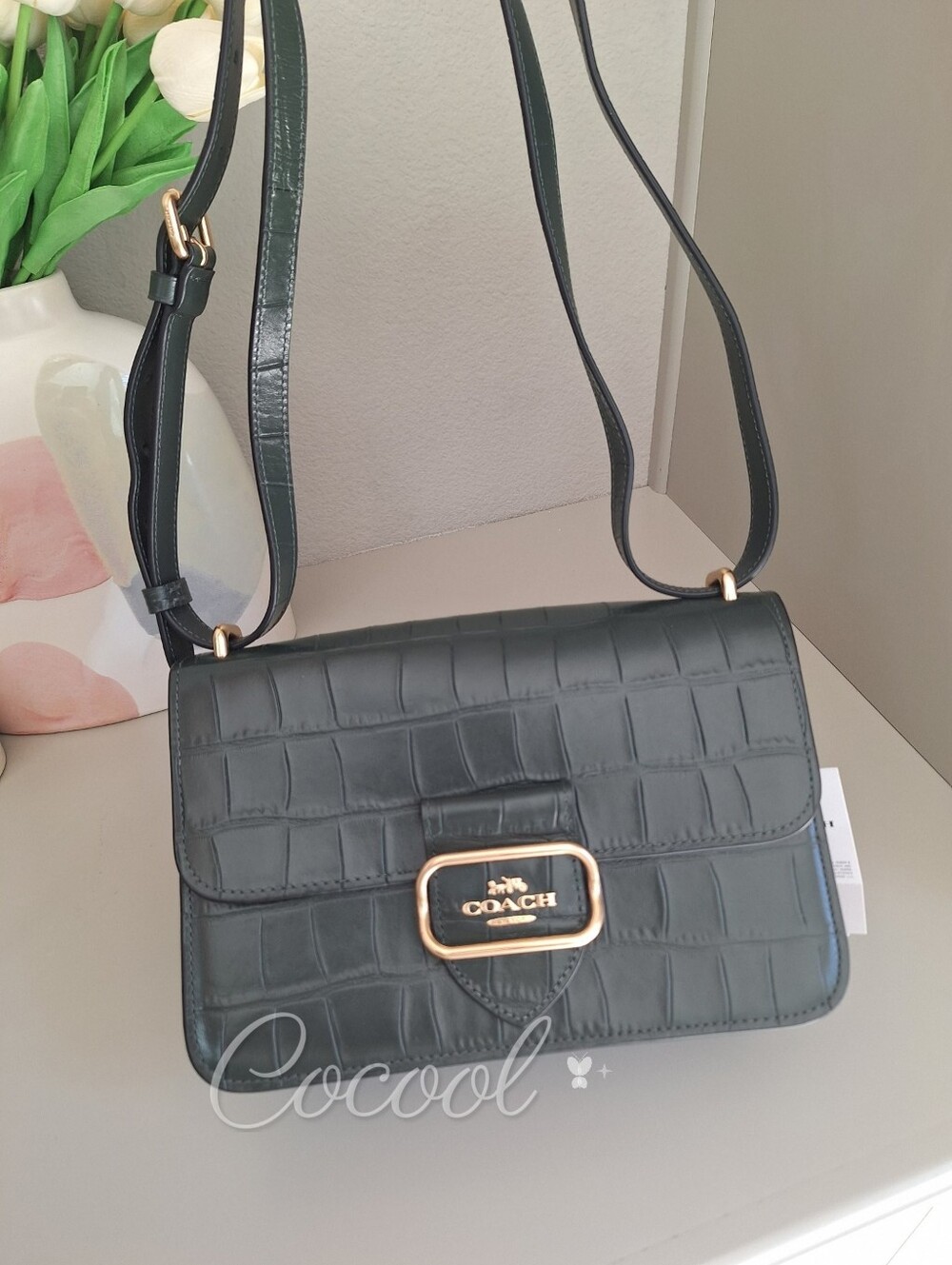 NWT Coach Large Morgan Square Crossbody Bag CM204 Amazon Green $498